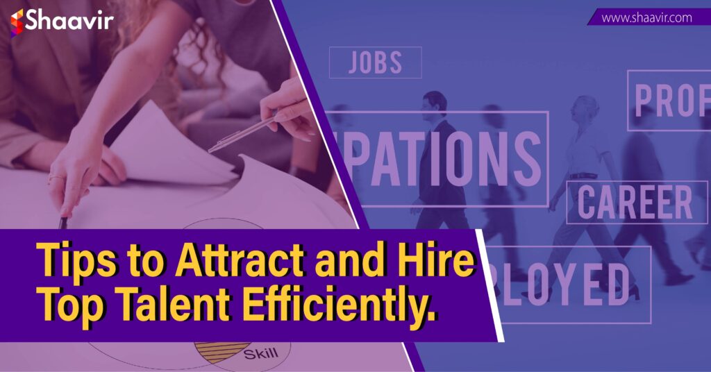 Hands working on a document with text overlay: Effective Hiring Strategies - Tips to Attract and Hire Top Talent Efficiently.